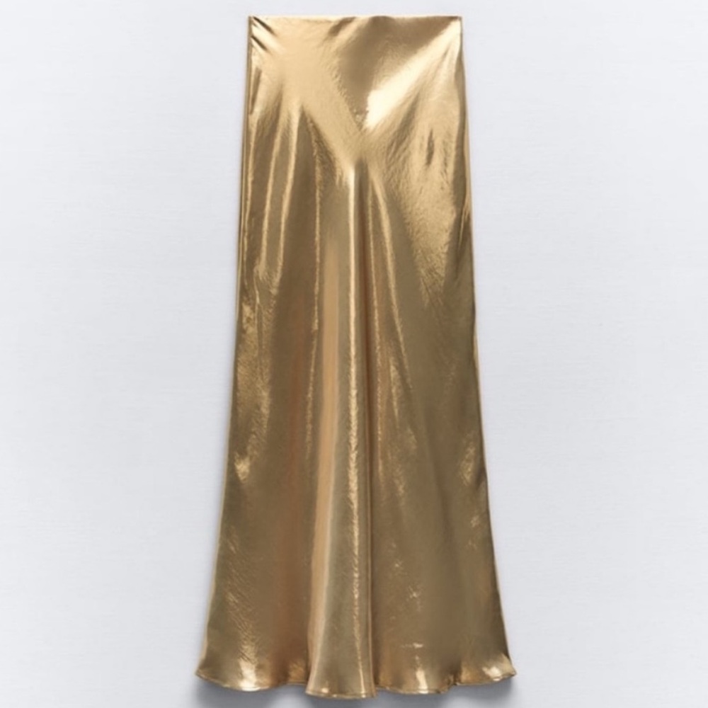 Zara Elegant Gold Metallic  Skirt